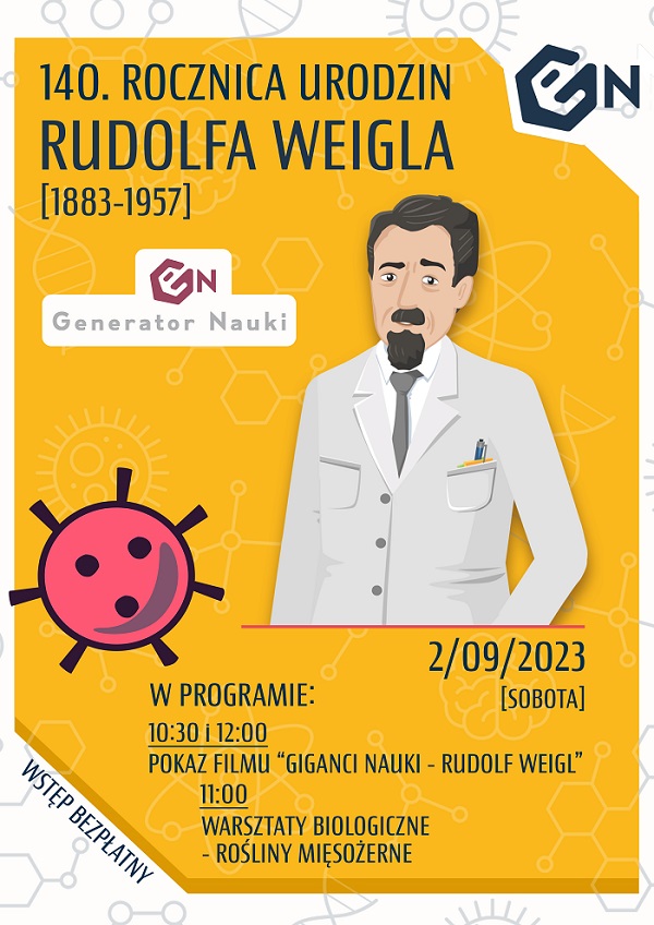 Plakat na 140 rocznicę urodzin Rudolfa Weigla